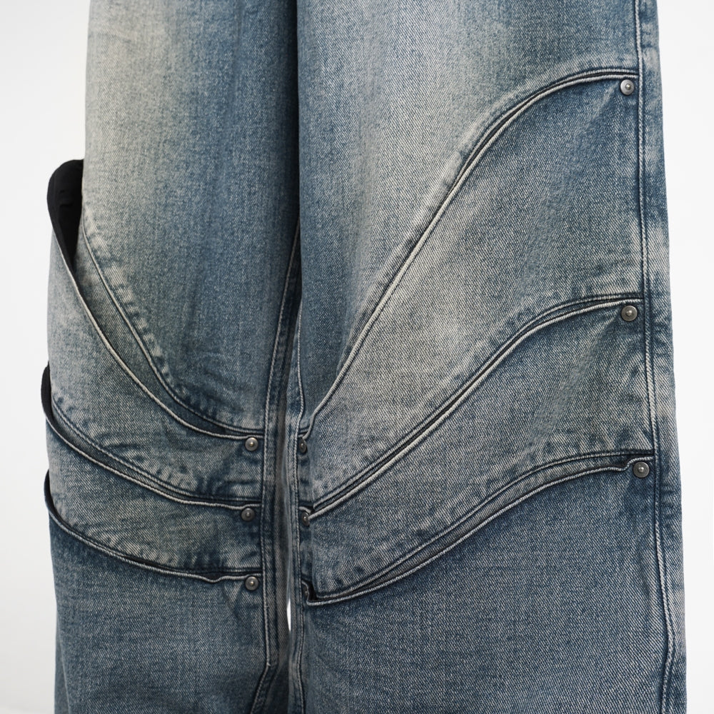 HIERARCHY STUDIOS Warrior - Washed Blue Warrior Denim Baggy Pants