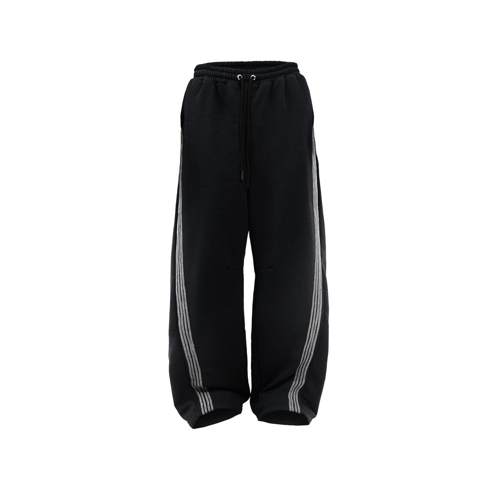 PRE ORDER Black Four Stripes Baggy Pants