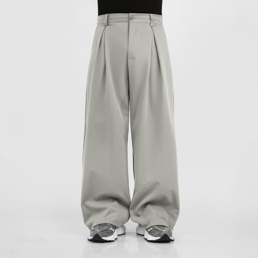 HIERARCHY STUDIOS Unruled - Ash Grey Tuck Trousers
