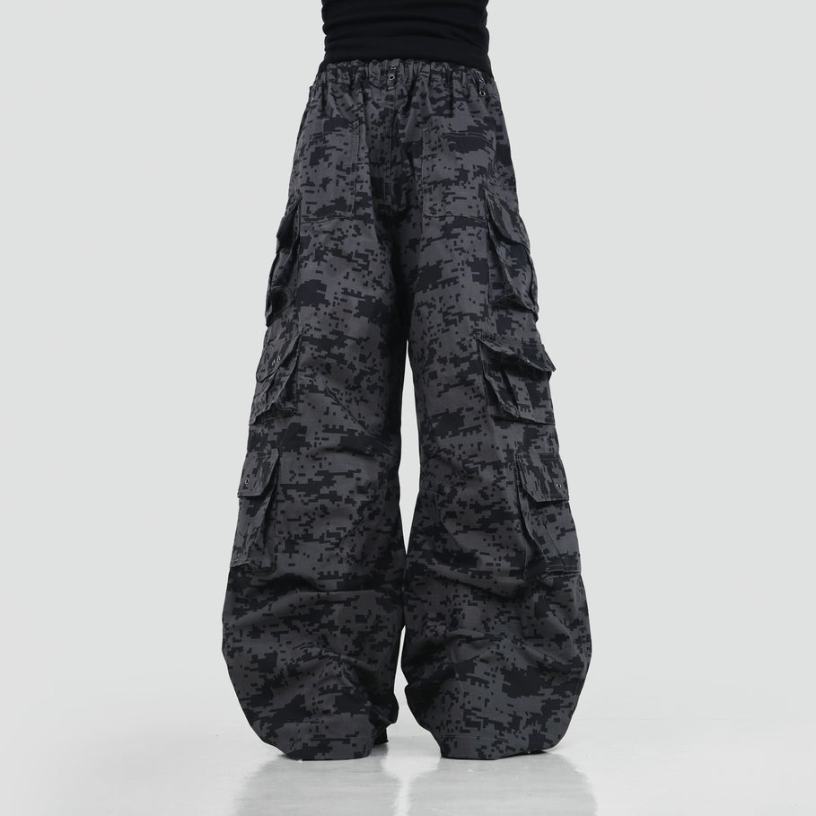 HIERARCHY STUDIOS Unsolved - Black Camo Cargo Baggy Longpants