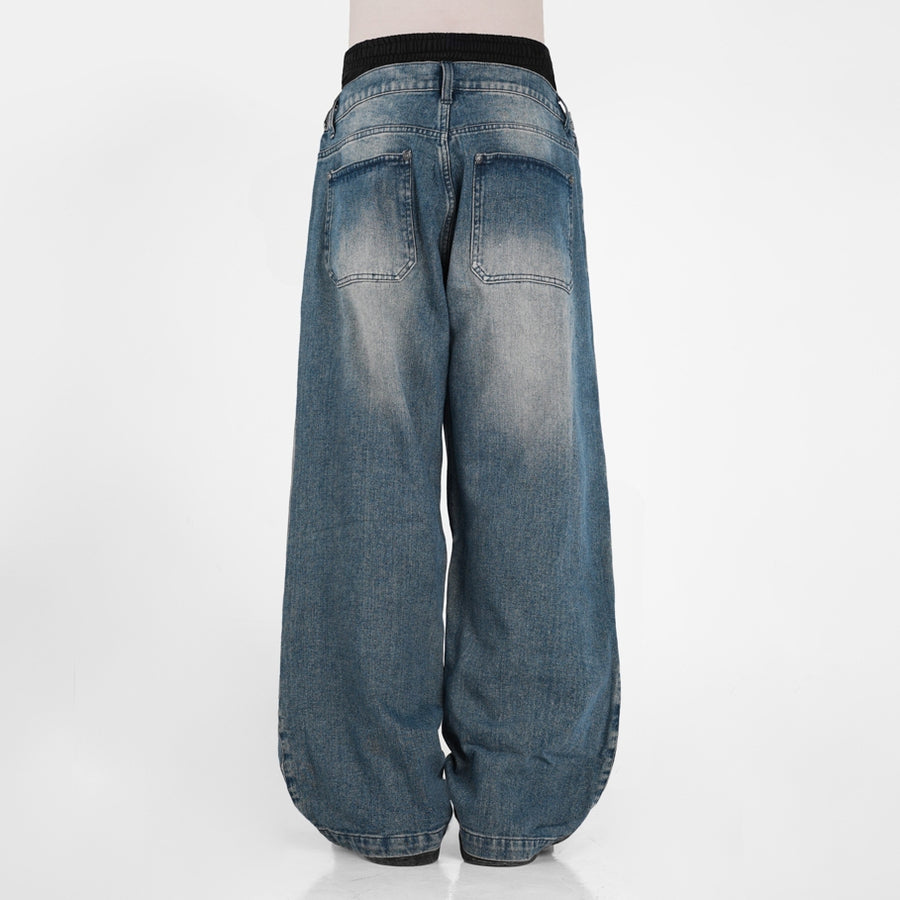 HIERARCHY STUDIOS Warrior - Washed Blue Warrior Denim Baggy Pants