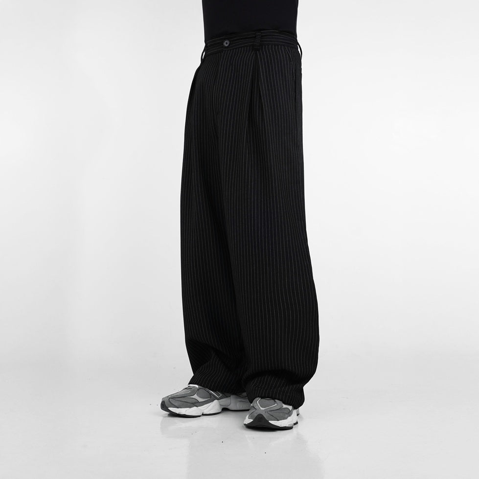 HIERARCHY STUDIOS Unruled - Stripes Black Tuck Trousers