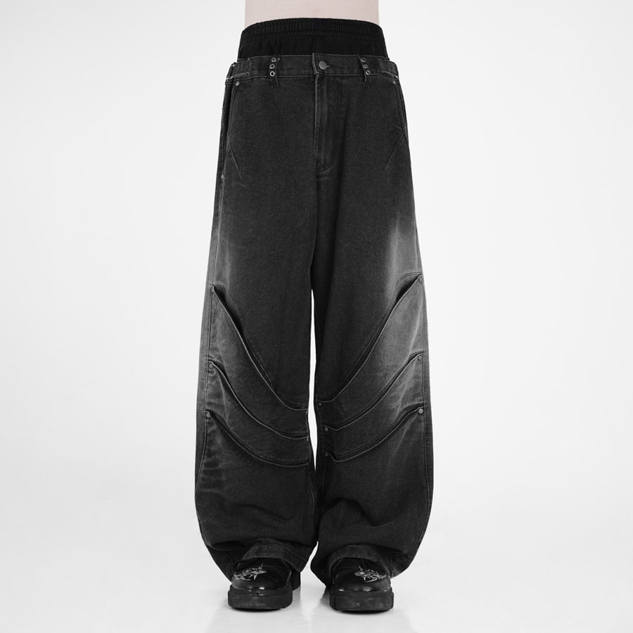 HIERARCHY STUDIOS Warrior - Washed Grey Warrior Denim Baggy Pants
