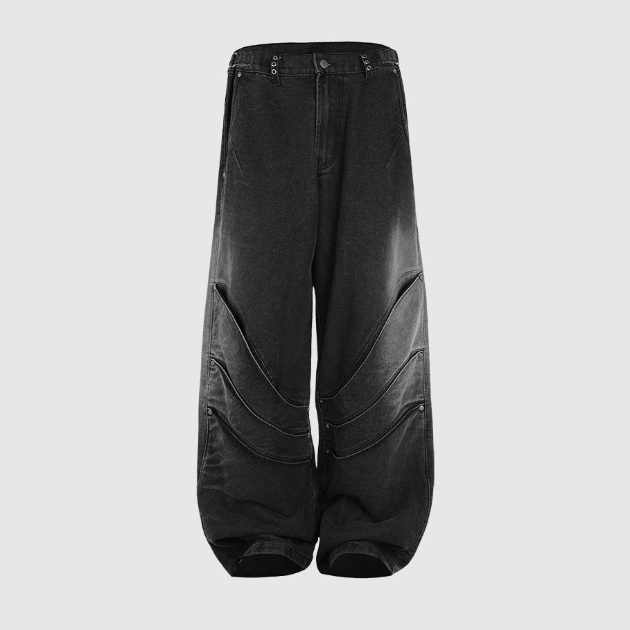 HIERARCHY STUDIOS Warrior - Washed Grey Warrior Denim Baggy Pants