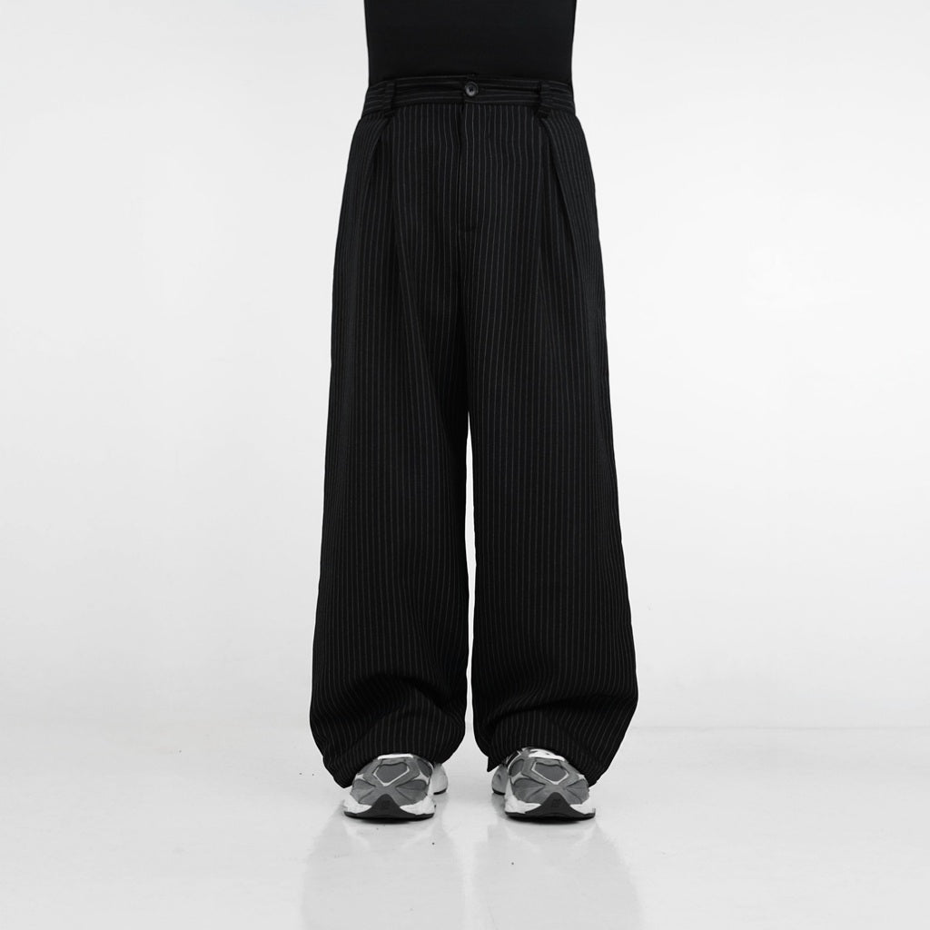 HIERARCHY STUDIOS Unruled - Stripes Black Tuck Trousers