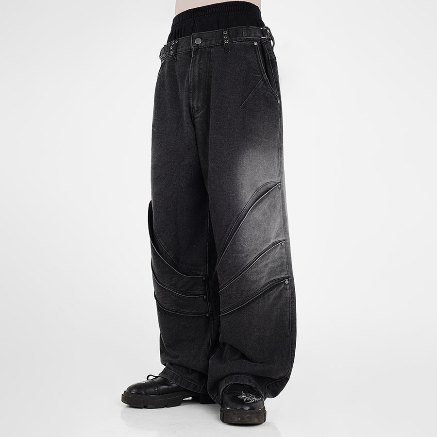 HIERARCHY STUDIOS Warrior - Washed Grey Warrior Denim Baggy Pants