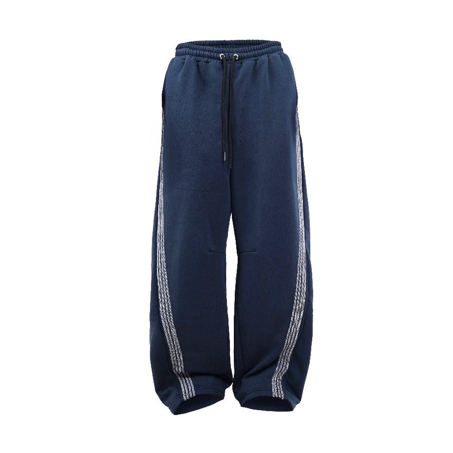 HIERARCHY STUDIOS TMTNW - Dusty Blue Four Stripes Baggy Pants