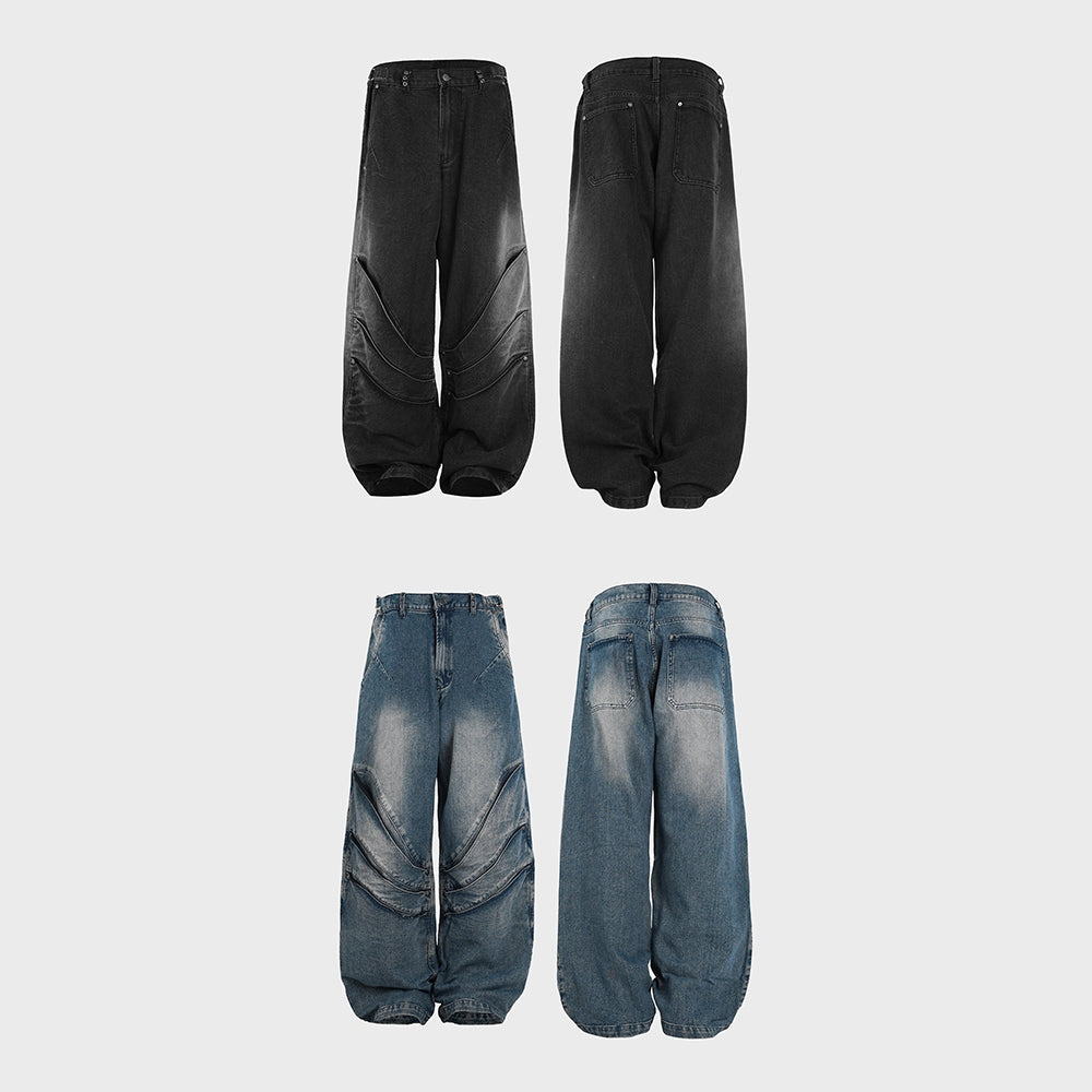 HIERARCHY STUDIOS Warrior - Washed Grey Warrior Denim Baggy Pants