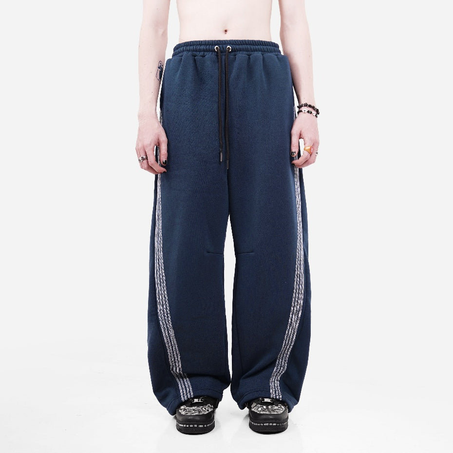 HIERARCHY STUDIOS TMTNW - Dusty Blue Four Stripes Baggy Pants