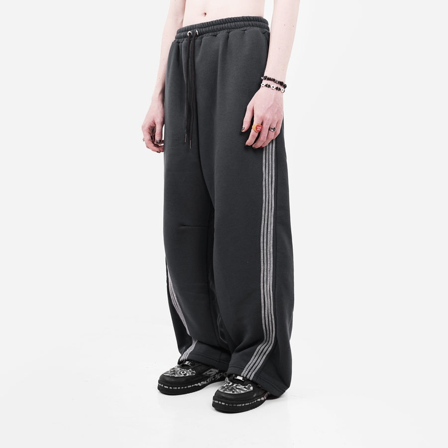 HIERARCHY STUDIOS TMTNW - Grey Four Stripes Baggy Pants