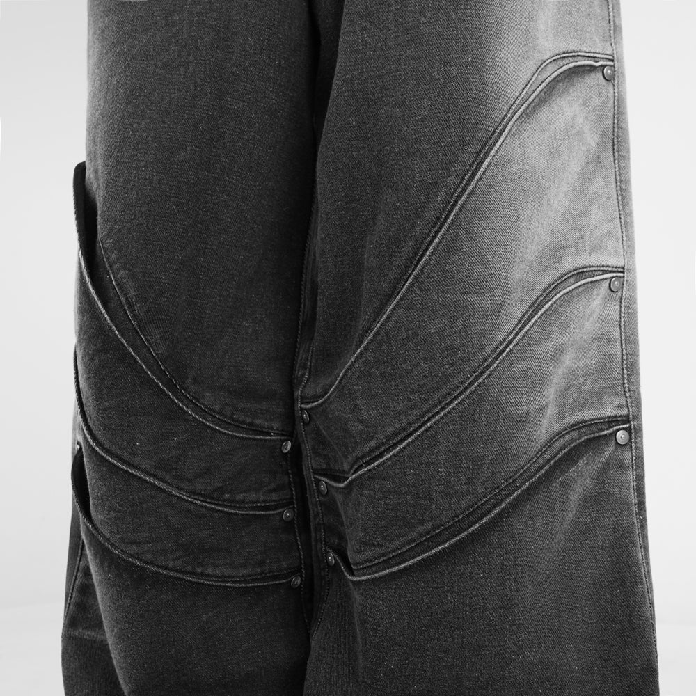 HIERARCHY STUDIOS Warrior - Washed Grey Warrior Denim Baggy Pants