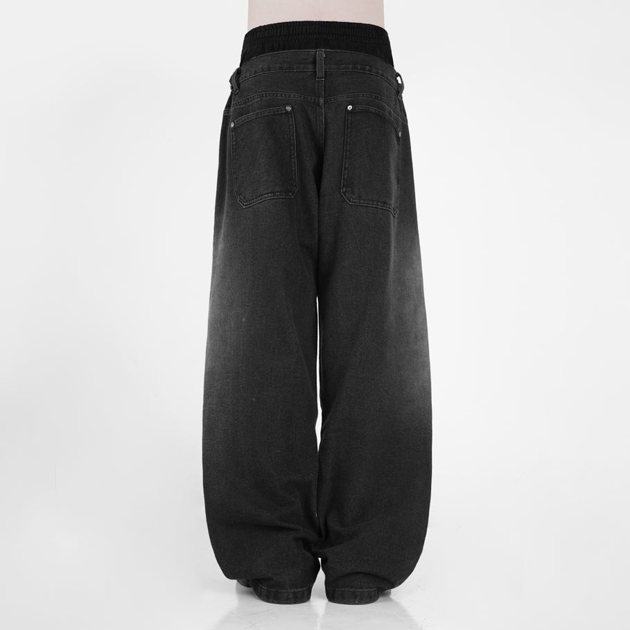 HIERARCHY STUDIOS Warrior - Washed Grey Warrior Denim Baggy Pants