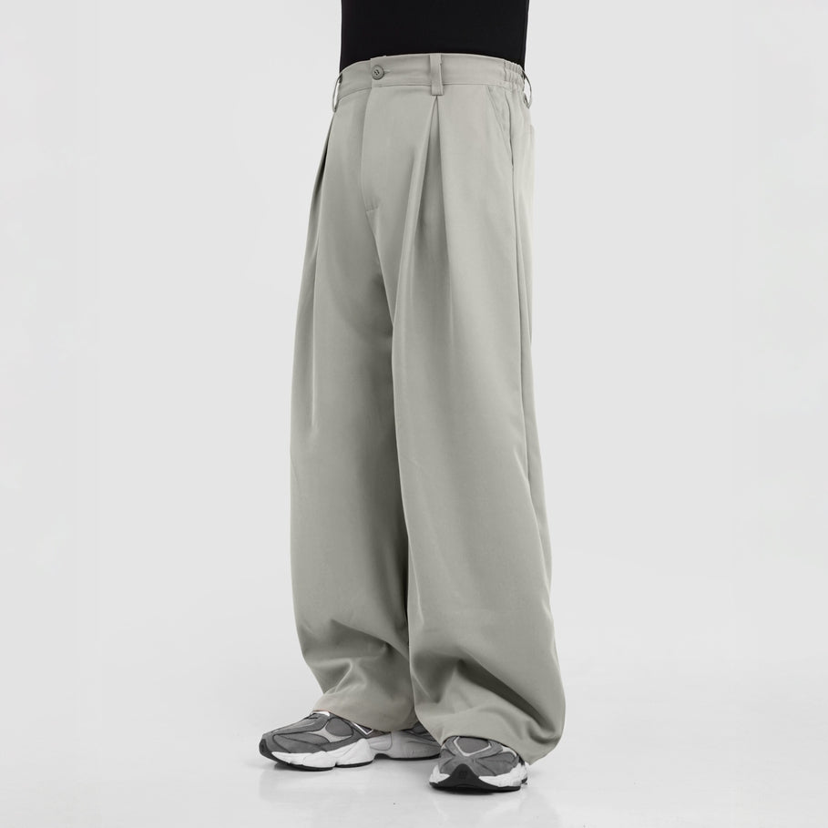 HIERARCHY STUDIOS Unruled - Ash Grey Tuck Trousers