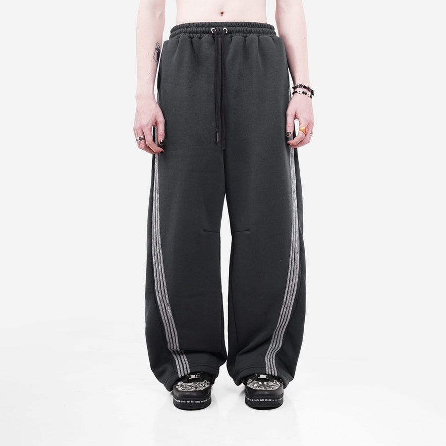 HIERARCHY STUDIOS TMTNW - Grey Four Stripes Baggy Pants