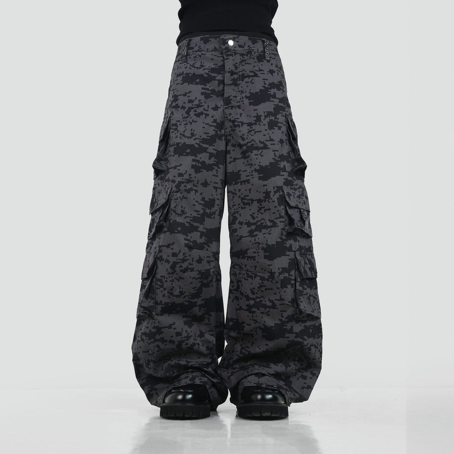 HIERARCHY STUDIOS Unsolved - Black Camo Cargo Baggy Longpants