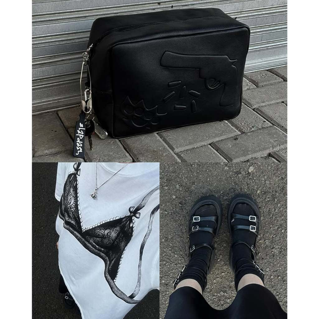 HIERARCHY STUDIOS Unsolved - Black Evidence Leather Slingbag