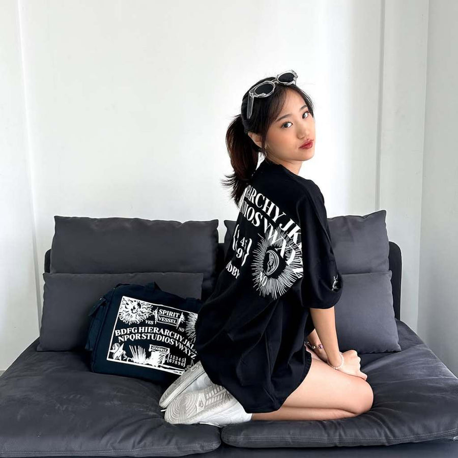 HIERARCHY STUDIOS Unruled - Black Spirit Vessel Wide Oversized T-Shirt