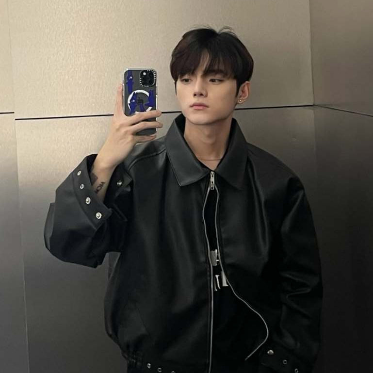 HIERARCHY STUDIOS Unsolved - Black Evidence Boxy Leather Jacket