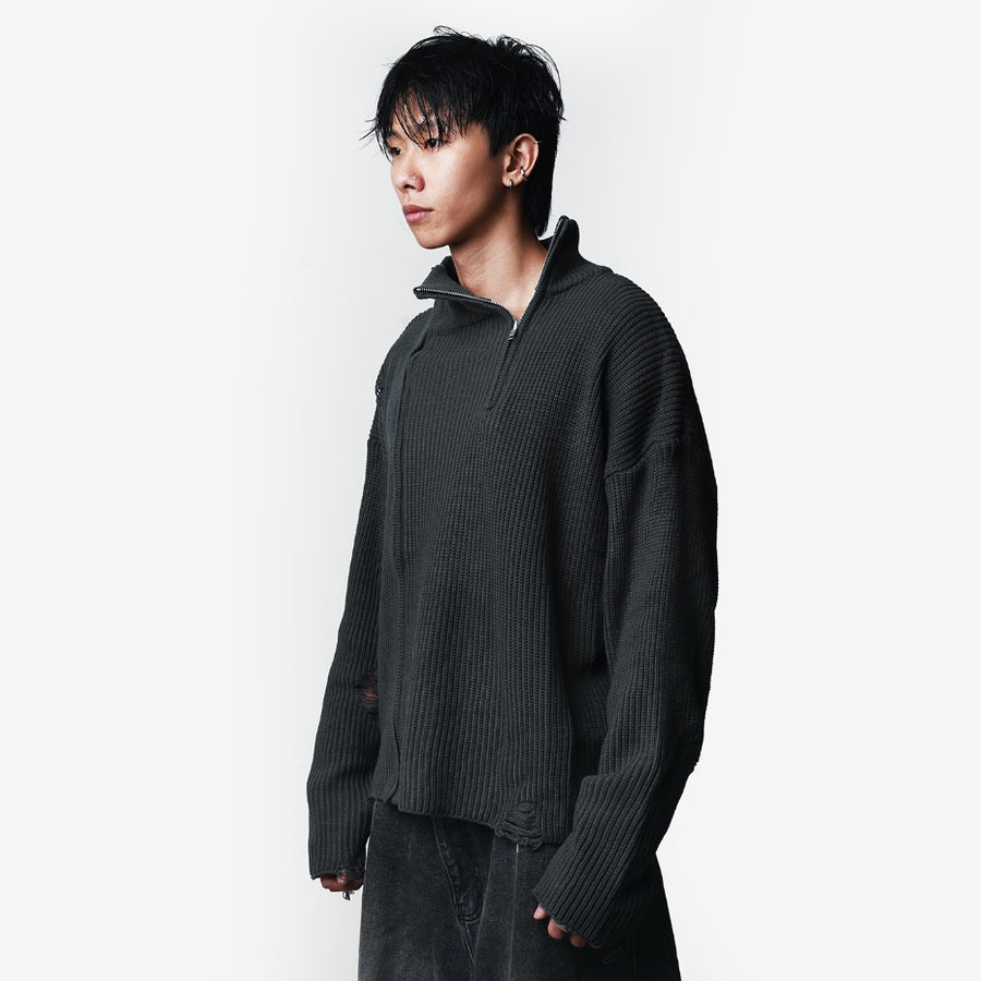Hierarchy Studios HOLLOWS - Grey Knit Fractured Sweater