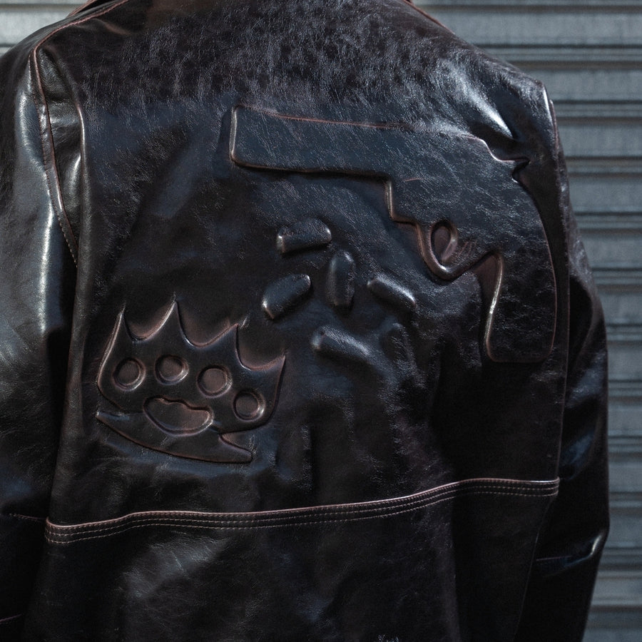 Hierarchy Studios - Brown Chameleon Boxy Leather Jacket