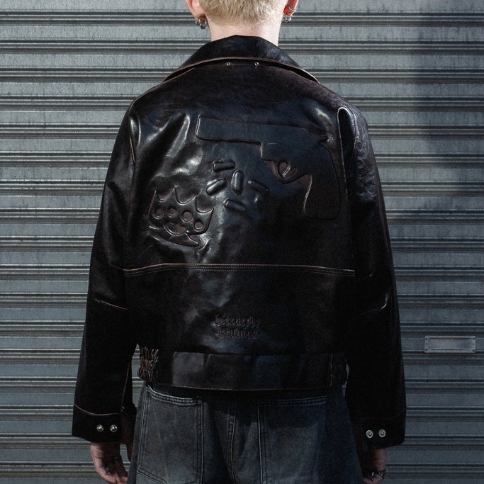Hierarchy Studios - Brown Chameleon Boxy Leather Jacket