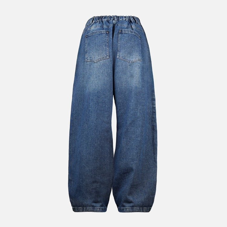 Washed Blue Ripped Baggy Denim Jeans