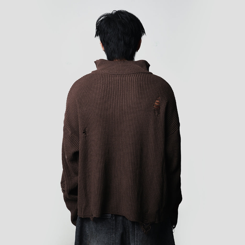 Hierarchy Studios HOLLOWS - Brown Knit Fractured Sweater