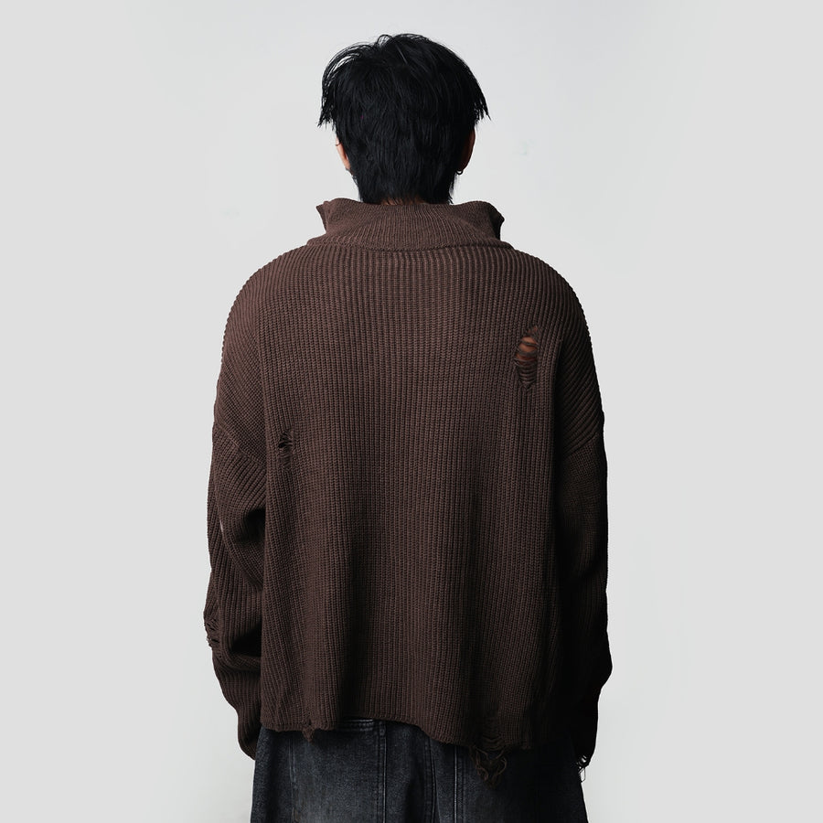 Hierarchy Studios HOLLOWS - Brown Knit Fractured Sweater