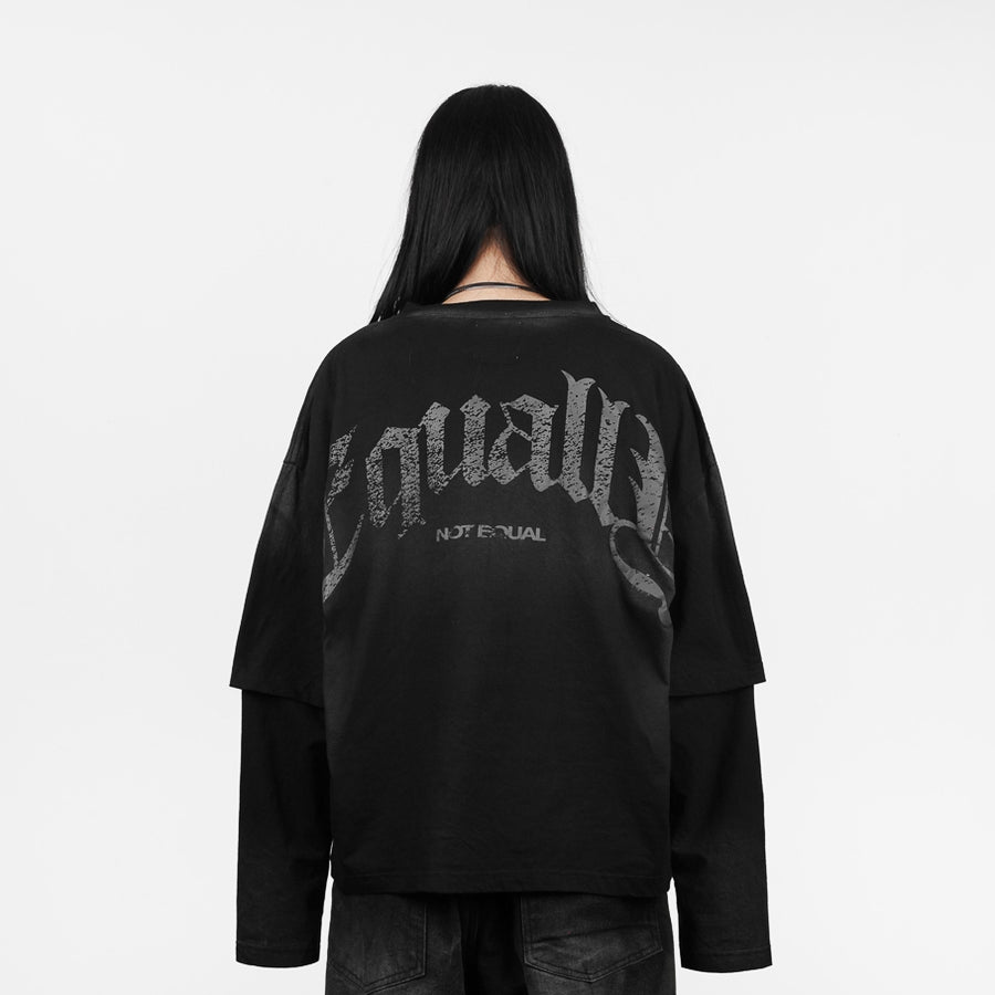 Washed Black Not Equal Boxy Oversized Long Sleeve