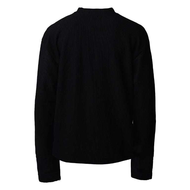 Black CC Thermal Waffle Boxy Long Sleeve