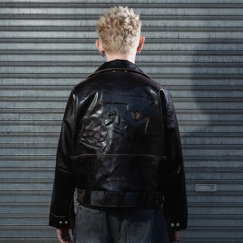 Hierarchy Studios - Brown Chameleon Boxy Leather Jacket