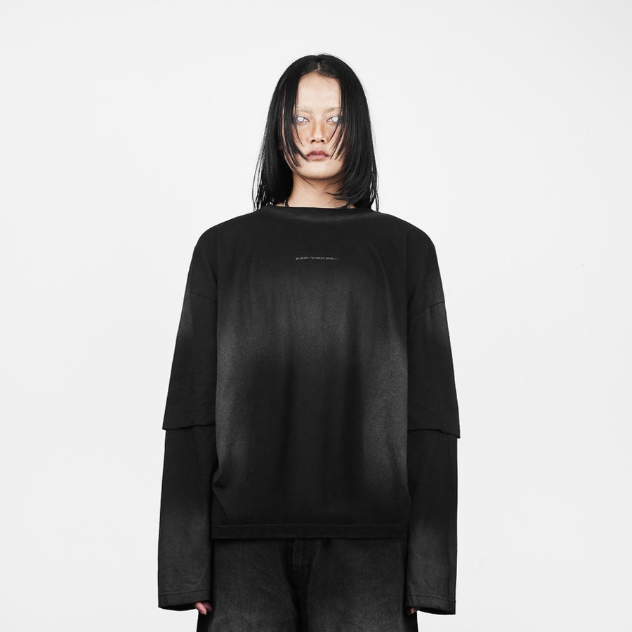 Washed Black Not Equal Boxy Oversized Long Sleeve