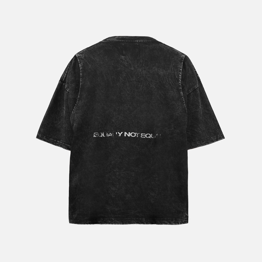 HIERARCHY STUDIOS ENE - Washed Black Hearts Logo Boxy Oversized T-Shirt