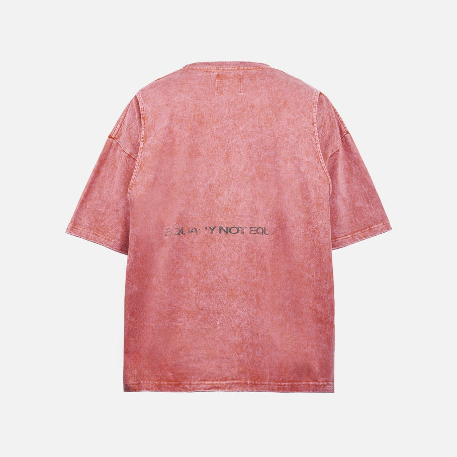 Washed Pink Hearts Logo Boxy Oversized T-Shirt