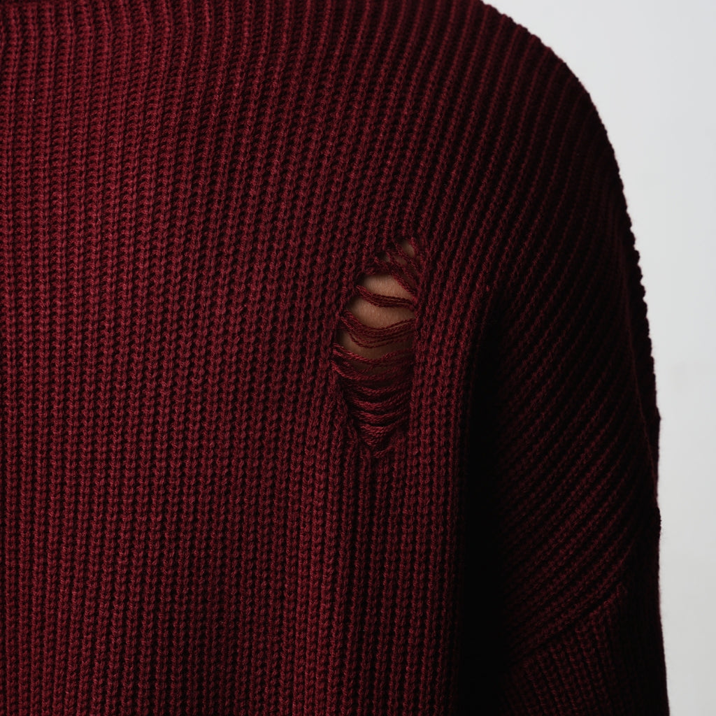 Red Knit Fractured Sweater