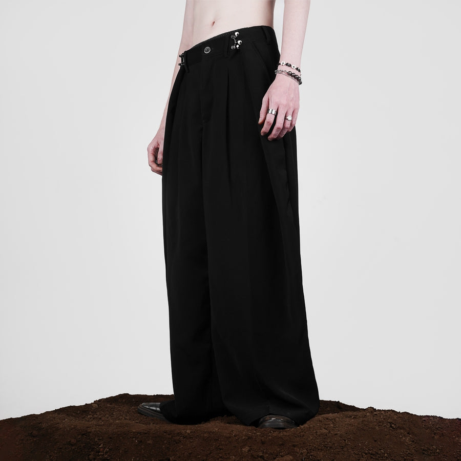 Black Stud Baggy Trousers Pants