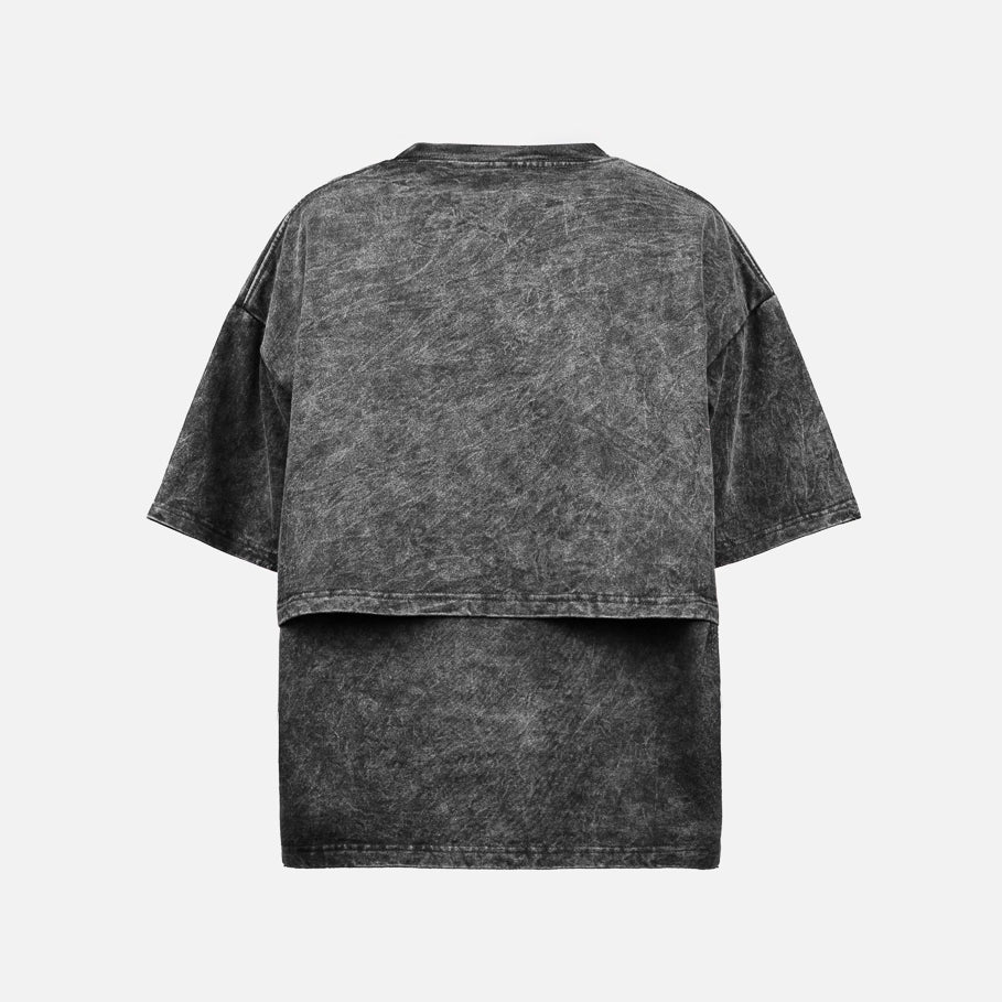 HIERARCHY STUDIOS ENE - Washed Black Layered ENE Boxy Oversized T-Shirt