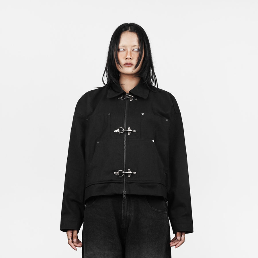 Black Fireman Boxy Oversized Jacket