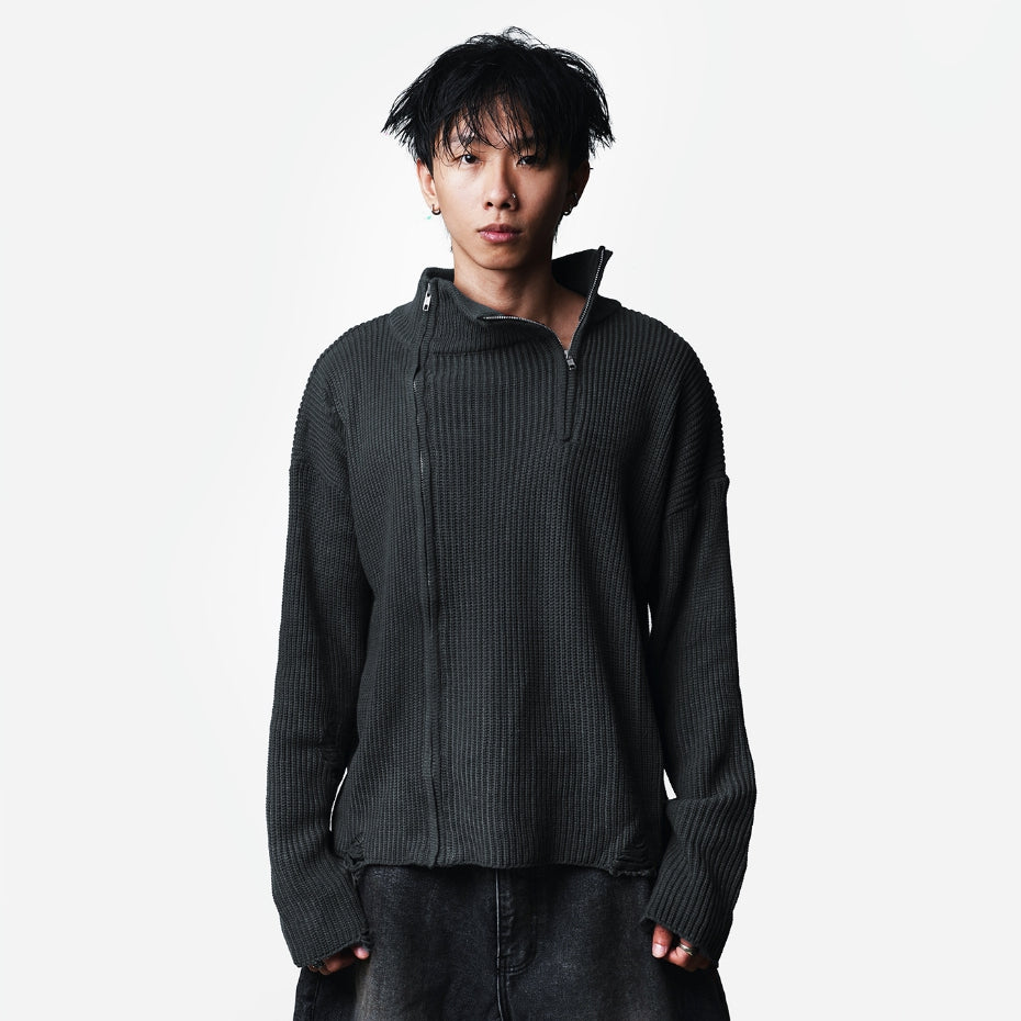 Hierarchy Studios HOLLOWS - Grey Knit Fractured Sweater
