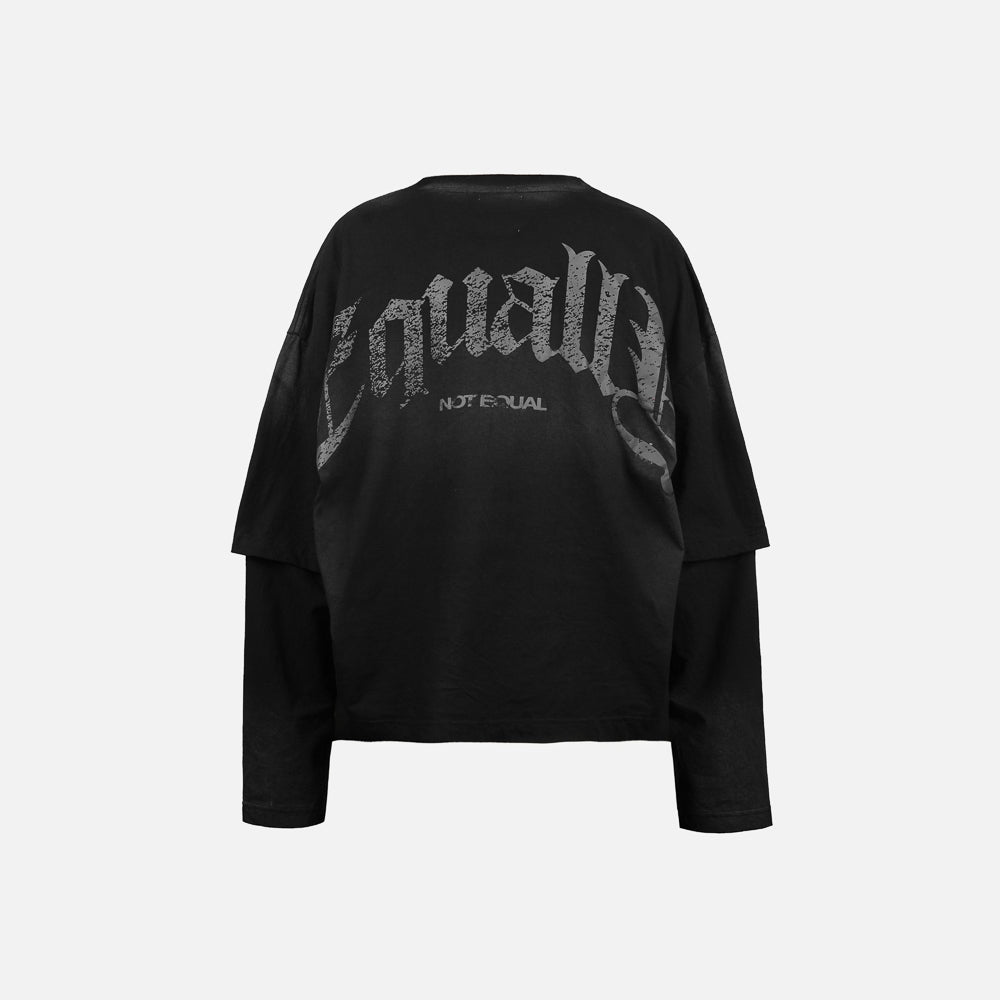 Washed Black Not Equal Boxy Oversized Long Sleeve