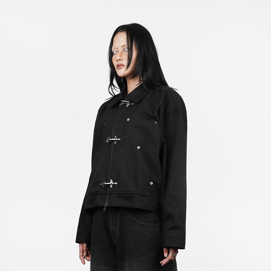 Black Fireman Boxy Oversized Jacket