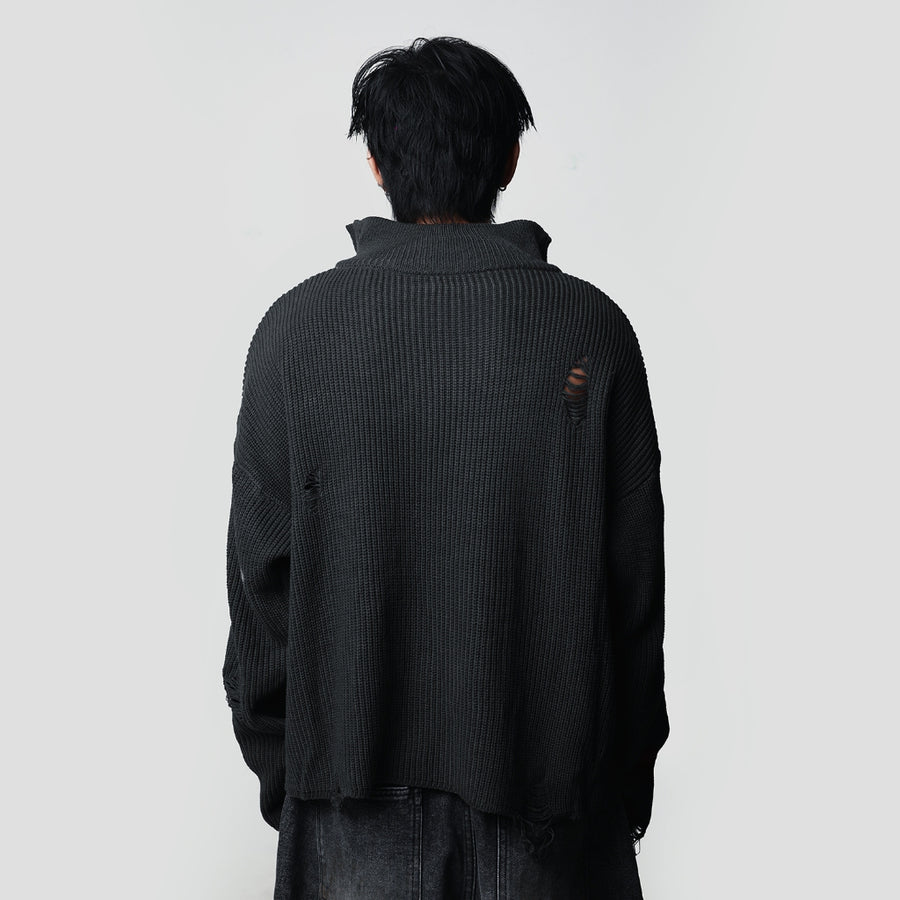 Hierarchy Studios HOLLOWS - Grey Knit Fractured Sweater
