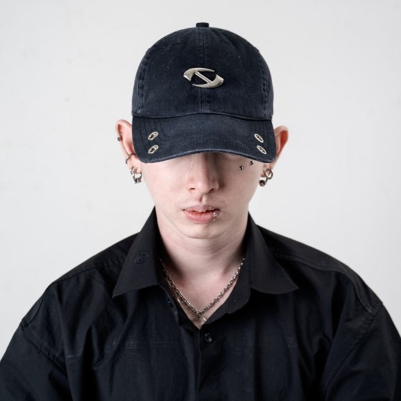 Hierarchy Studios CR -  Washed Black Metal Logo Baseball Cap