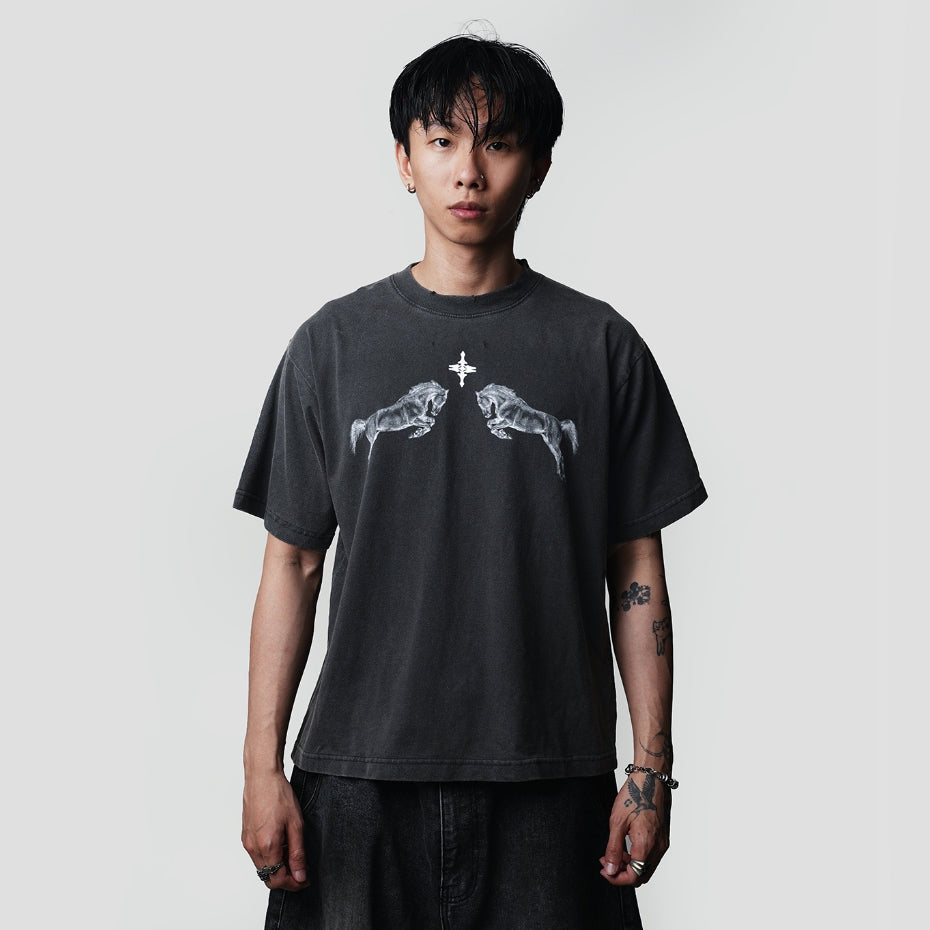 Washed Black Stallion Tiny Boxy T-Shirt