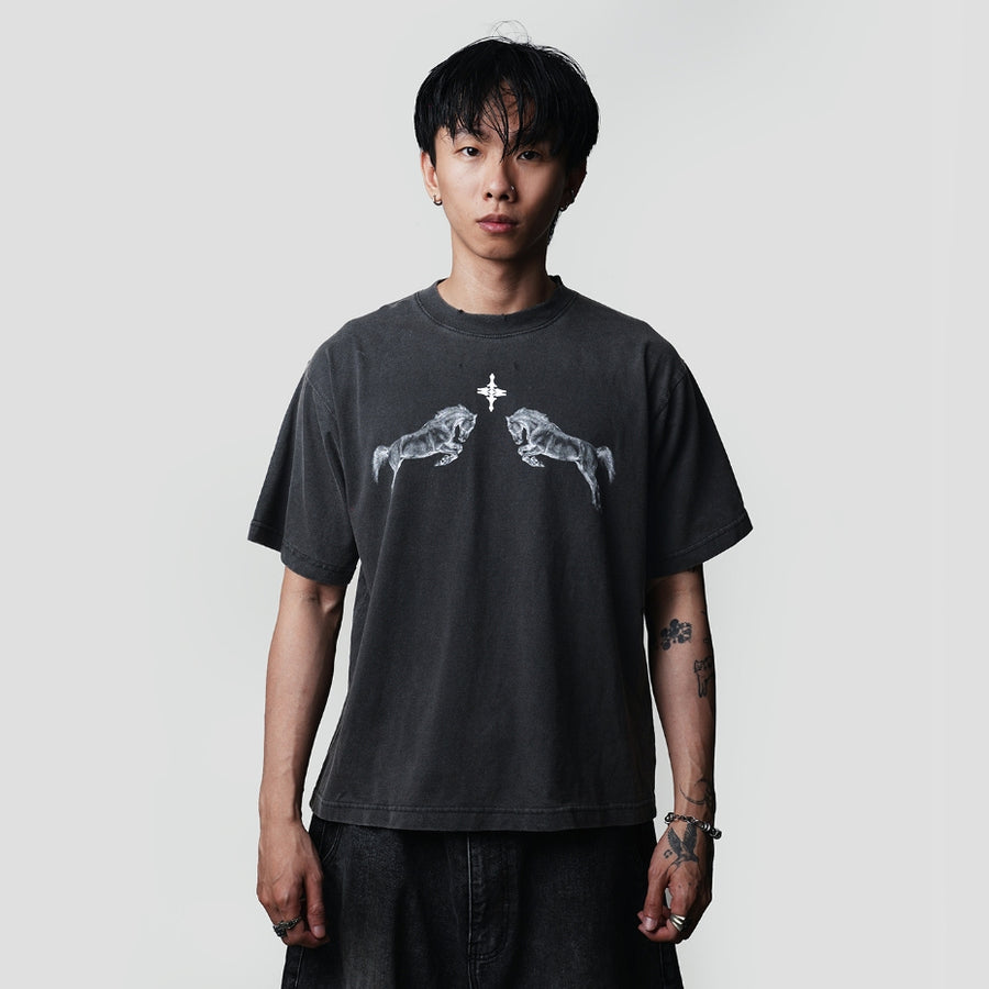 Washed Black Stallion Tiny Boxy T-Shirt