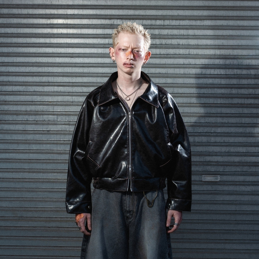 Hierarchy Studios - Brown Chameleon Boxy Leather Jacket
