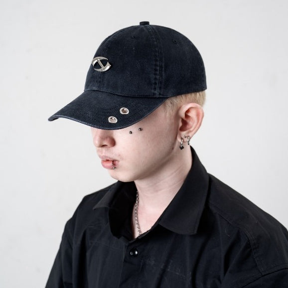 Hierarchy Studios CR -  Washed Black Metal Logo Baseball Cap