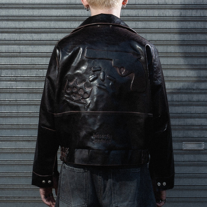 Hierarchy Studios - Brown Chameleon Boxy Leather Jacket