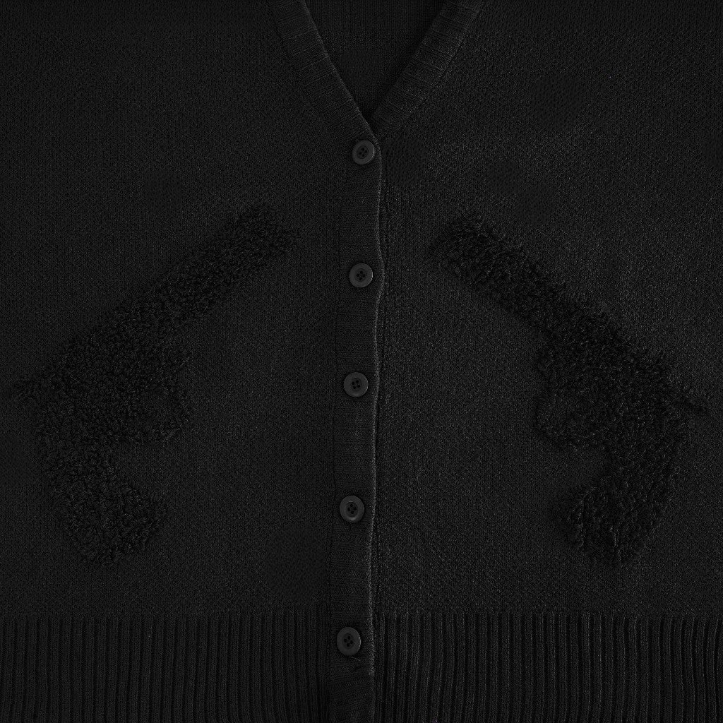 Hierarchy Studios FA - Black Distressed Gun Oversized Knit Cardigan