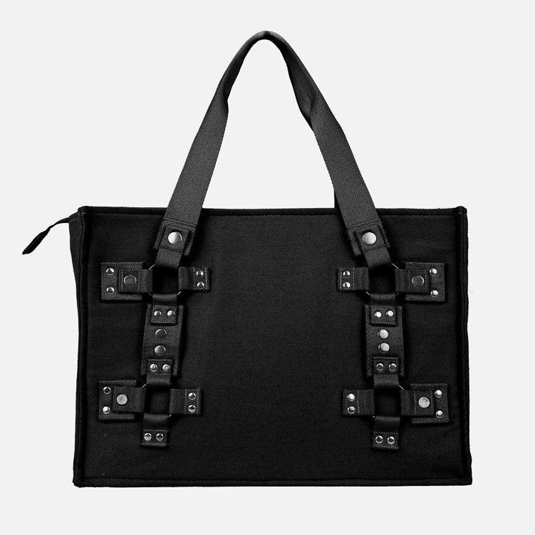 PRE ORDER Black Metal Plate Stud Tote Bag
